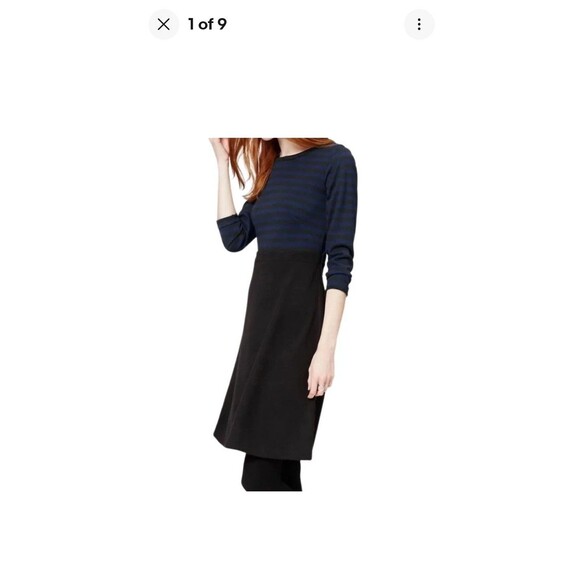 NWT Ann Taylor LOFT Black and Navy 3/4 Sleeve Dress 00P - Picture 1 of 9